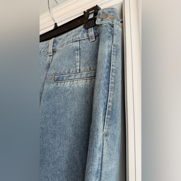 Commense Asymmetrical Ruched Denim Wide-Leg Pants sz S - Picture 6 of 13